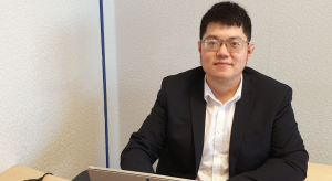 Dr Chen Zhou, Dia-Stron Territory Manager for the APAC region, at his desk on his first day