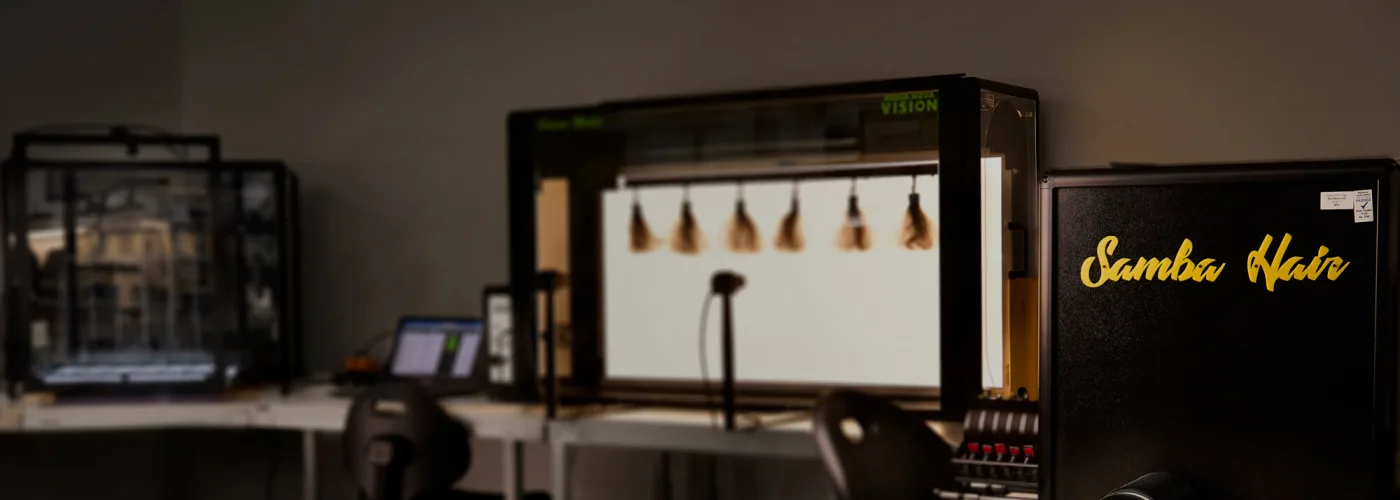multiple batches of hair being tested within a specialist Bossa Nova Vision machine