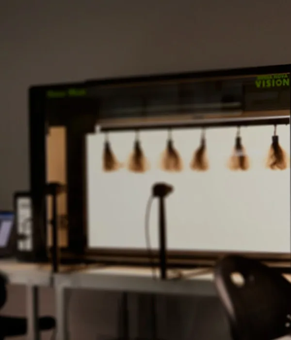 multiple batches of hair being tested within a specialist Bossa Nova Vision machine